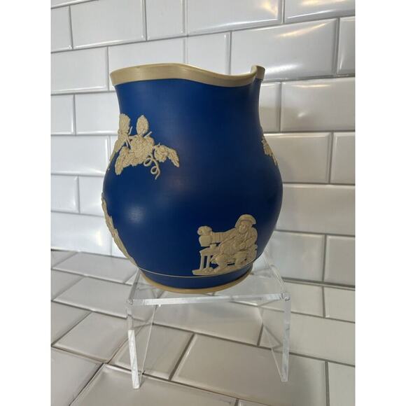 ANTIQUE COPELAND SPODE JASPER WARE ALE/BEER PITCHER w/ PUB SCENES & HOPS c1910 - Picture 5 of 16